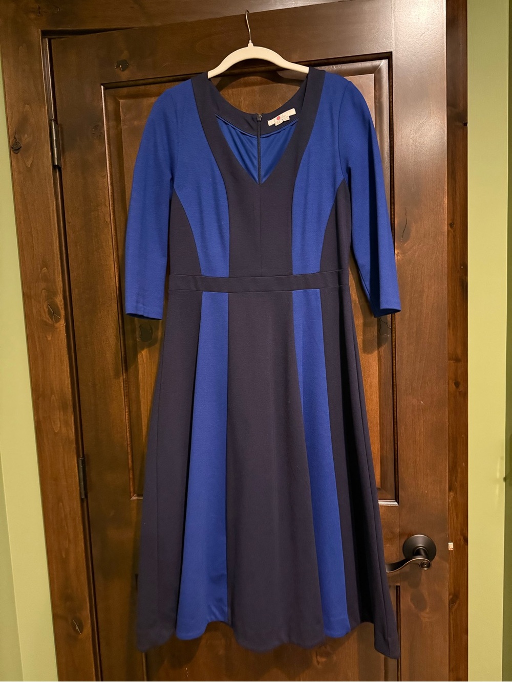 Boden Blue and Navy Fit-and-Flare Midi Dress